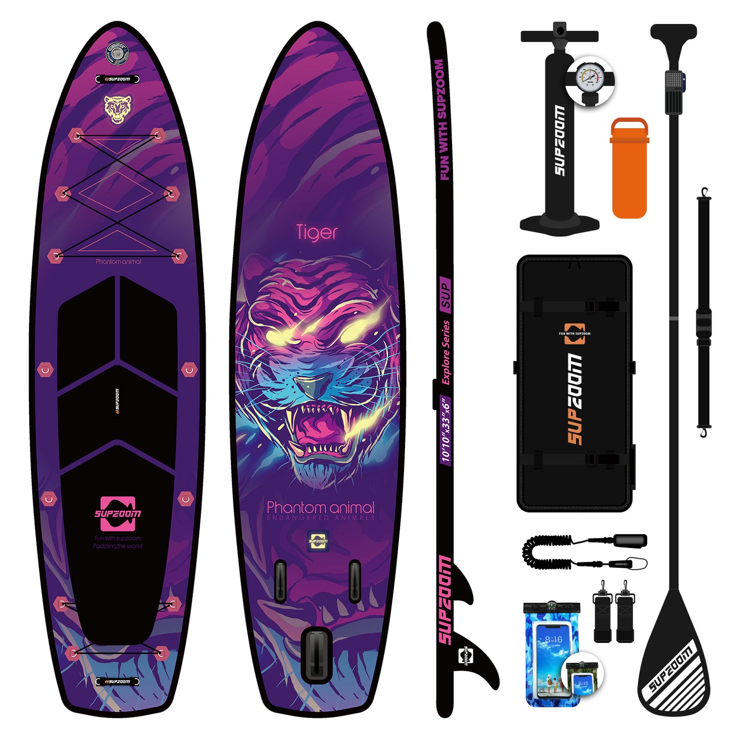 SUPZOOM double layer mighty tiger design 10'10" all round Inflatable Paddle Board