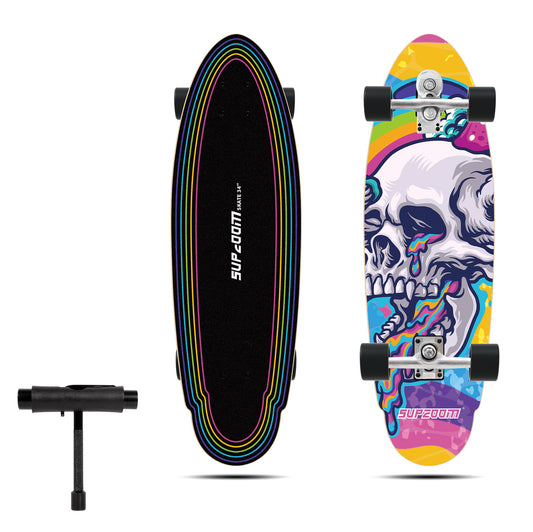 34'' Fashion Skull Surf Skateboard