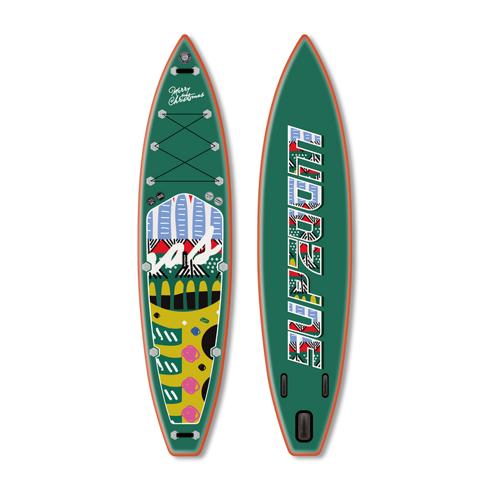 All around 11'10'' green Christmas style inflatable paddle board | Supzoom