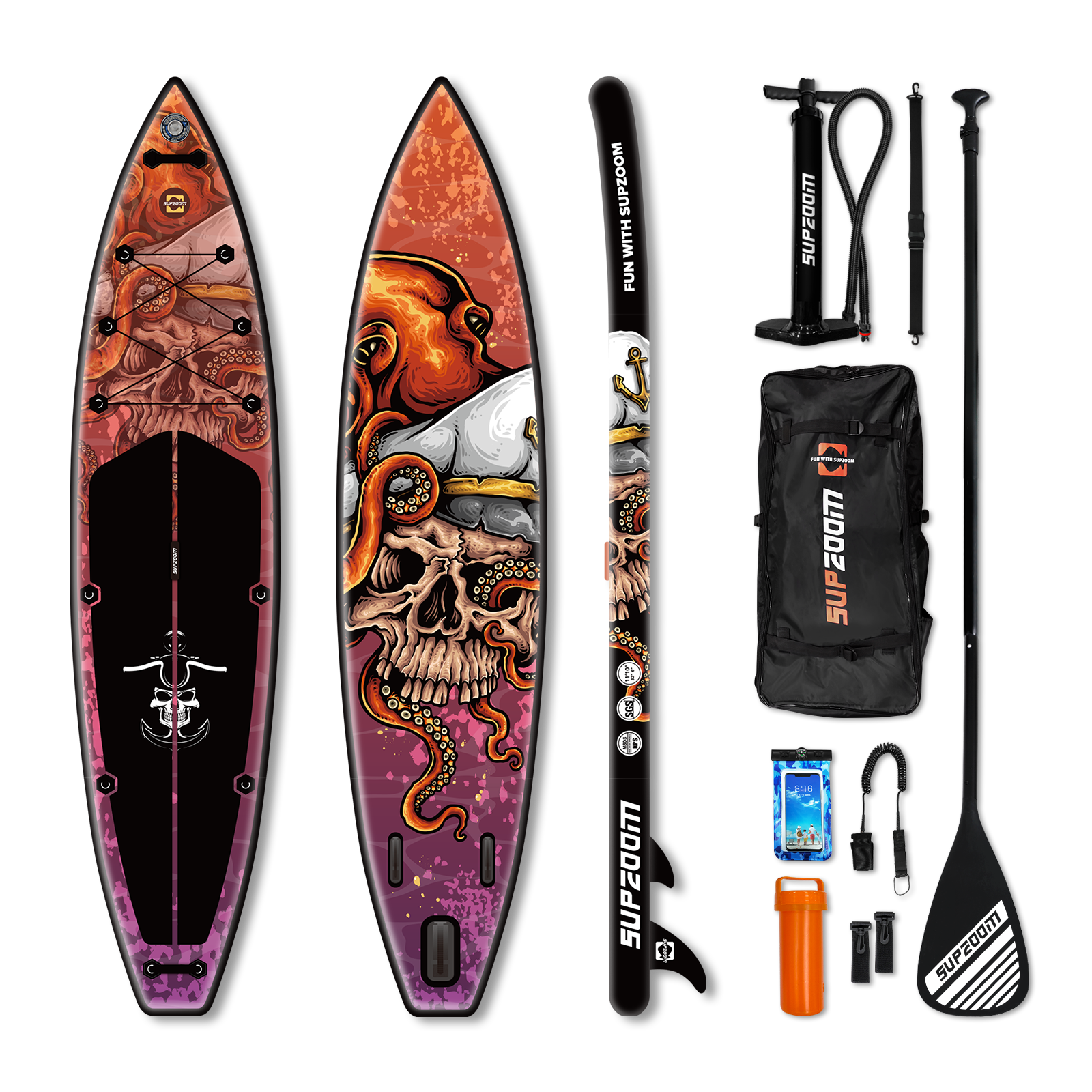 All around 11'10'' inflatable stand up paddle board | Supzoom Halloween-Skull style