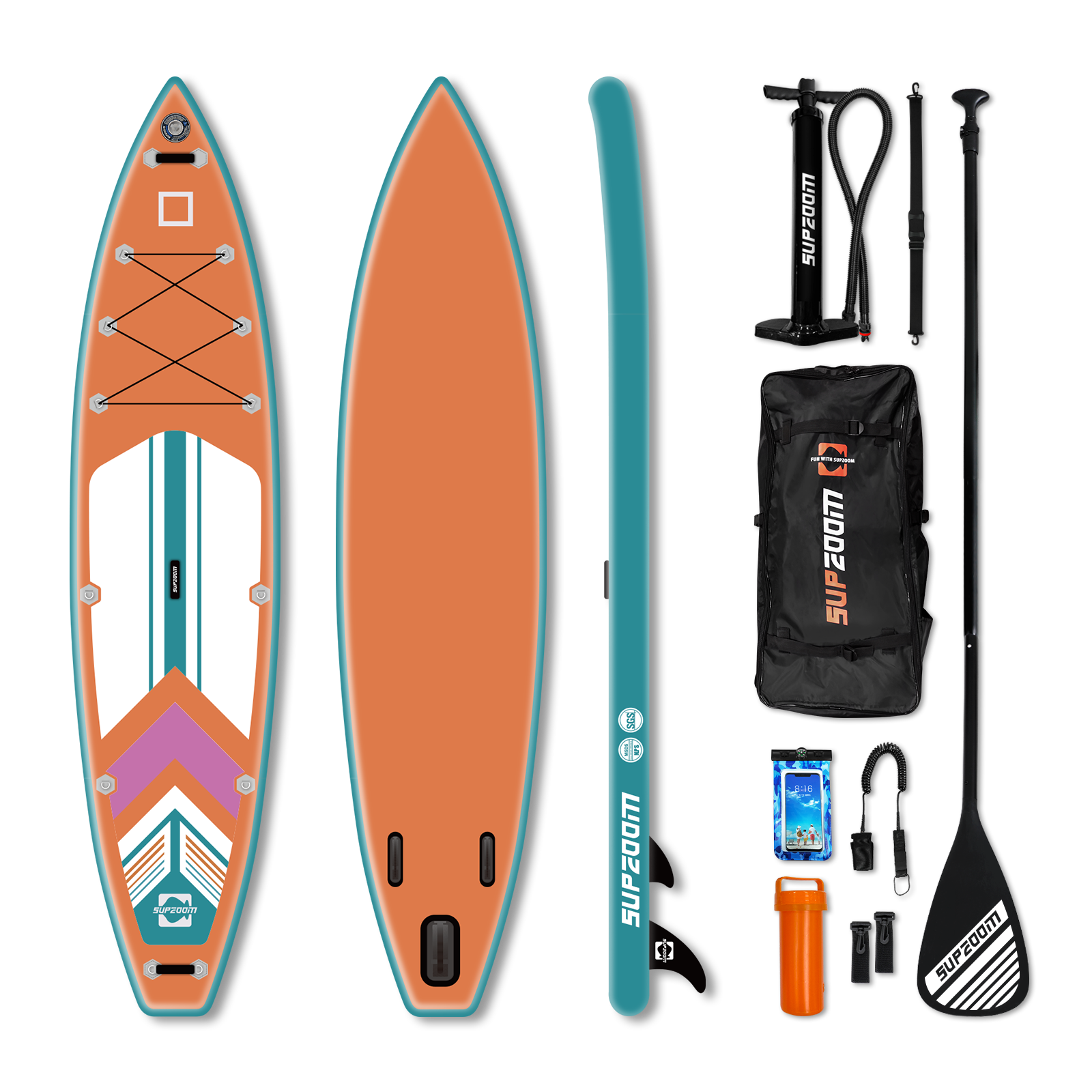 All around 11'10'' inflatable stand up paddle board | Supzoom orange style
