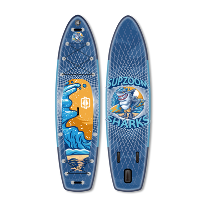 All round 10'10" double layer angry shark style inflatable paddle board | Supzoom