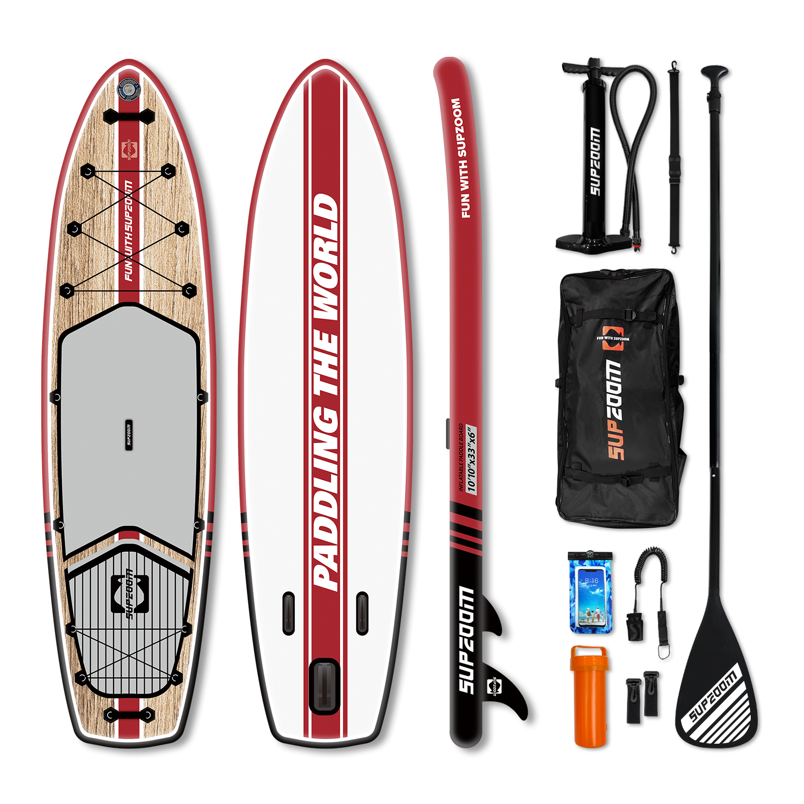 All round 10'10" inflatable stand up paddle board | Supzoom Classic Series Woody style