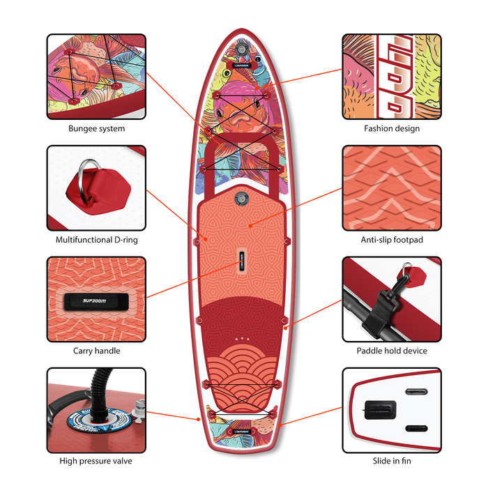 10'10" Double Chamber All Round Red Carp Stand up paddle gonflable à double chambre｜Supzoom