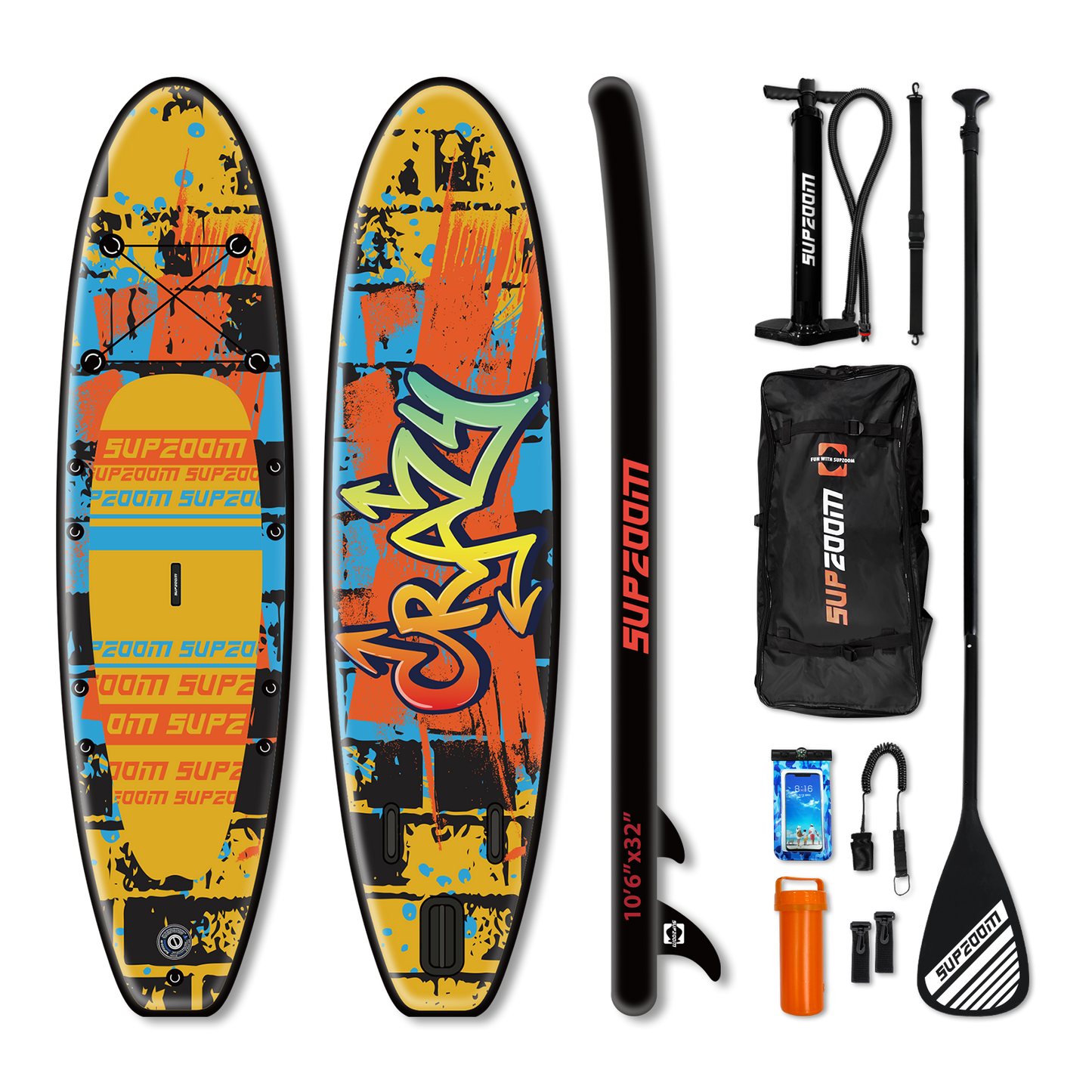All round 10'6" inflatable stand up paddle board | Supzoom graffiti style