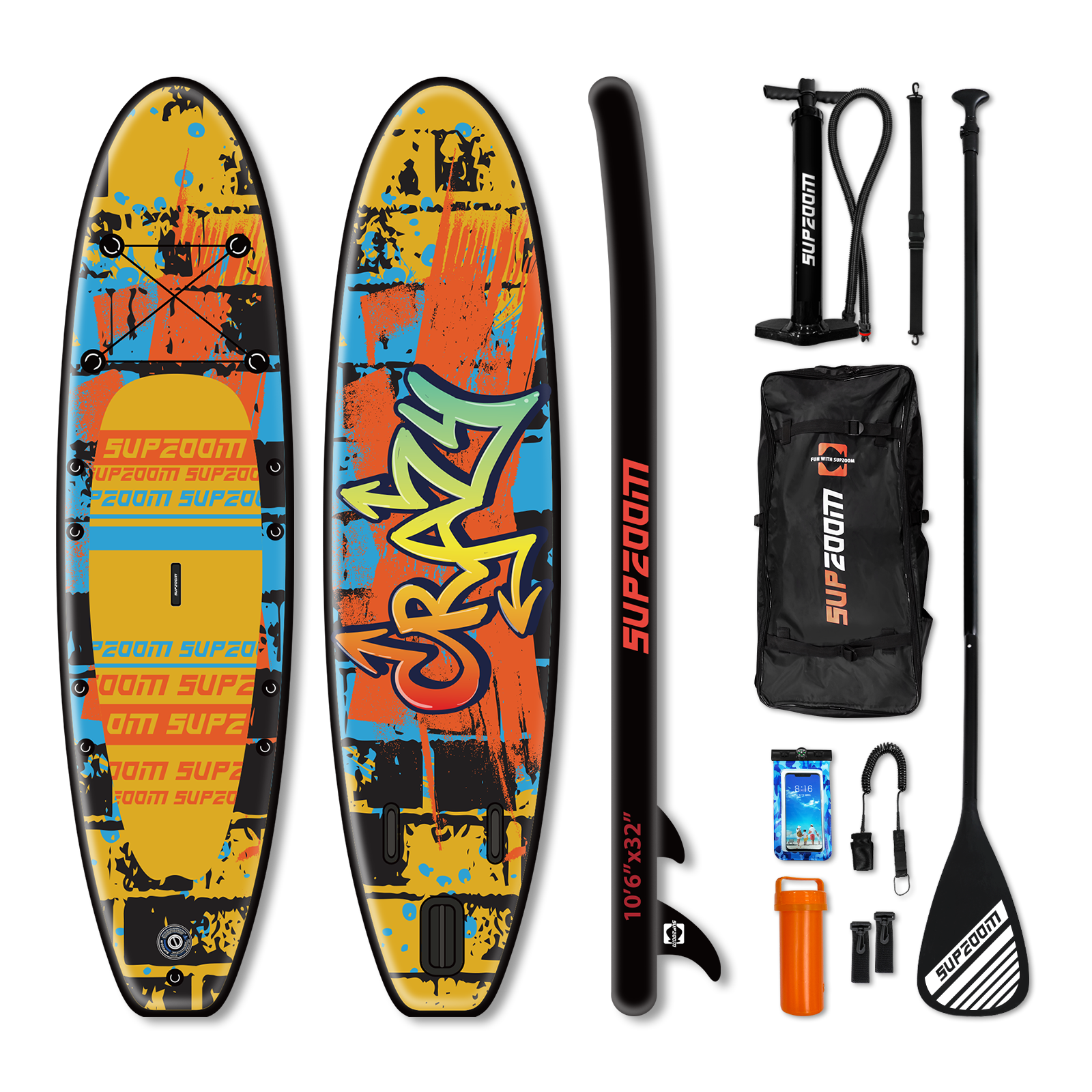 All round 10'6" inflatable stand up paddle board | Supzoom graffiti style
