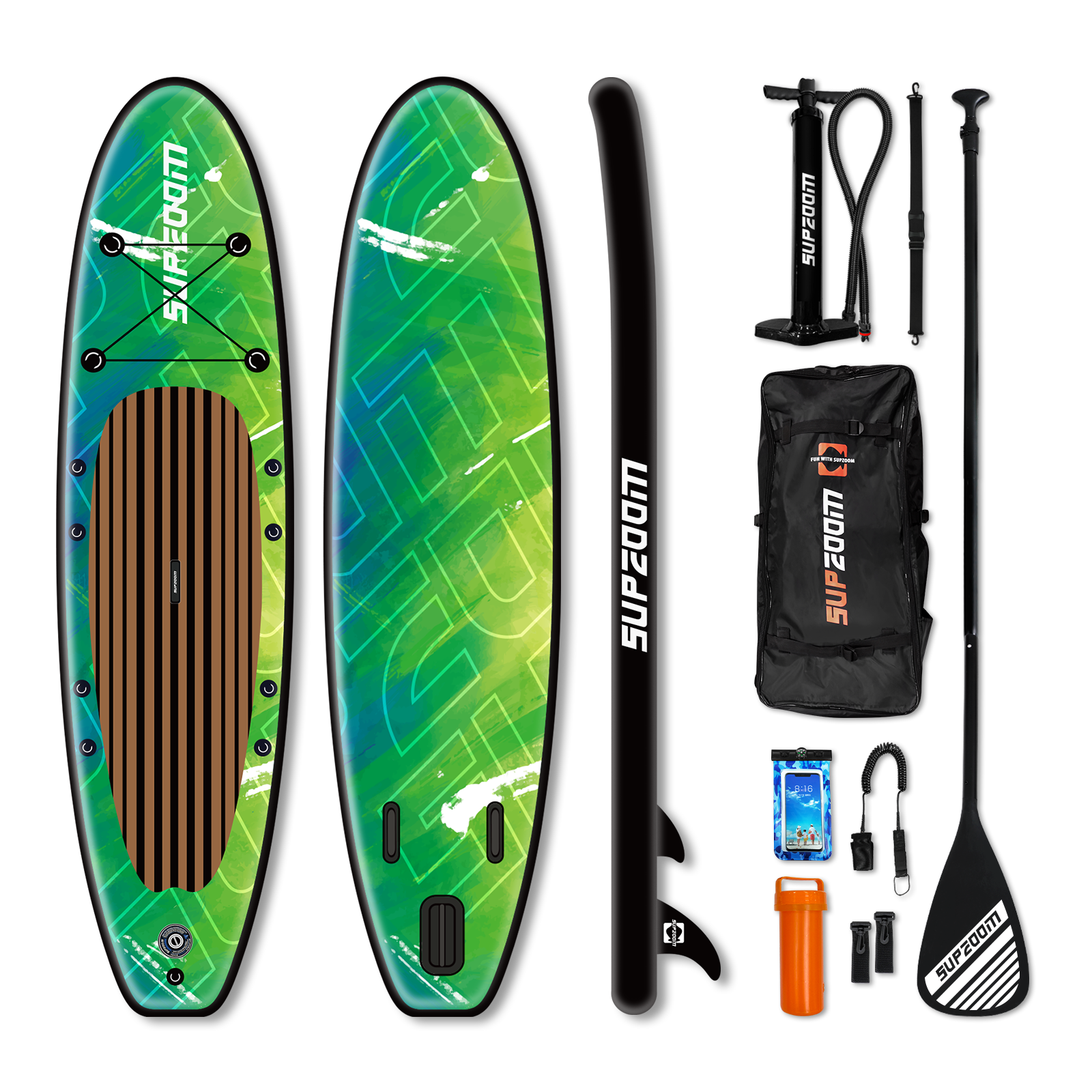 All round 10'6" inflatable stand up paddle board | Supzoom green style 