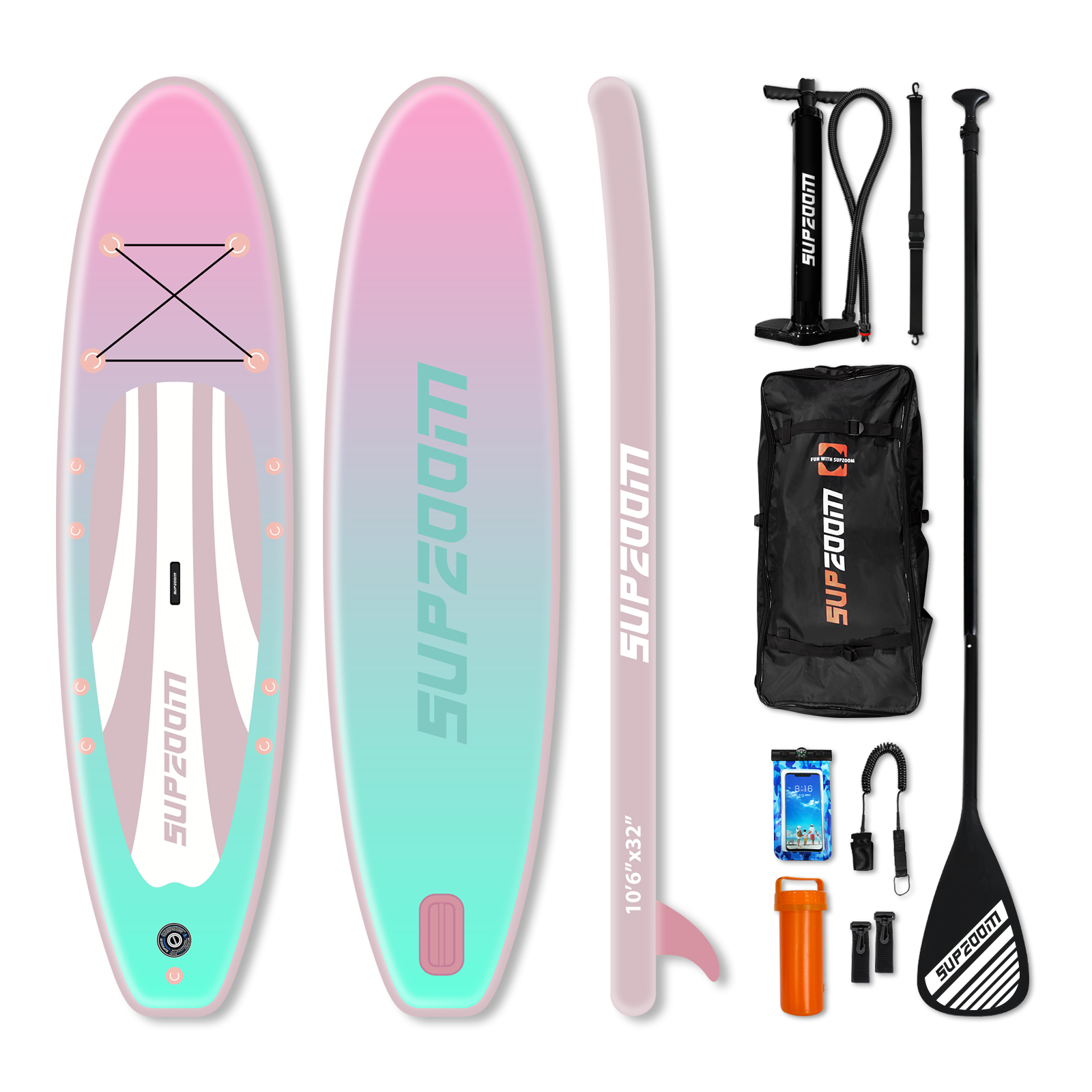 All round 10'6" inflatable stand up paddle board | Supzoom light green style