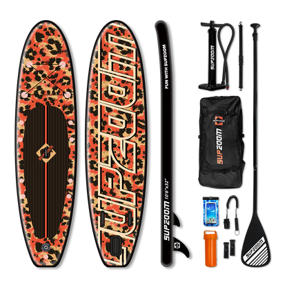 All round 10'6" inflatable stand up paddle board | Supzoom red leopard style