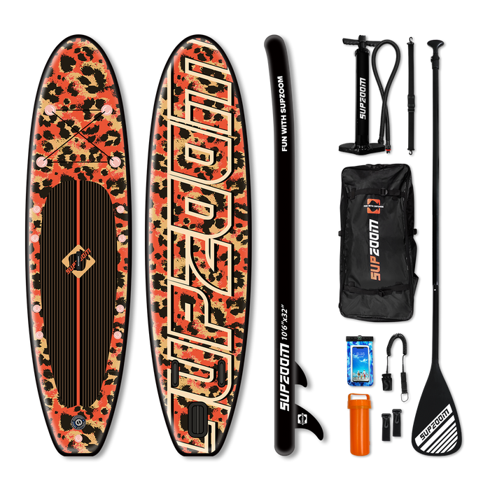 All round 10'6" inflatable stand up paddle board | Supzoom red leopard style