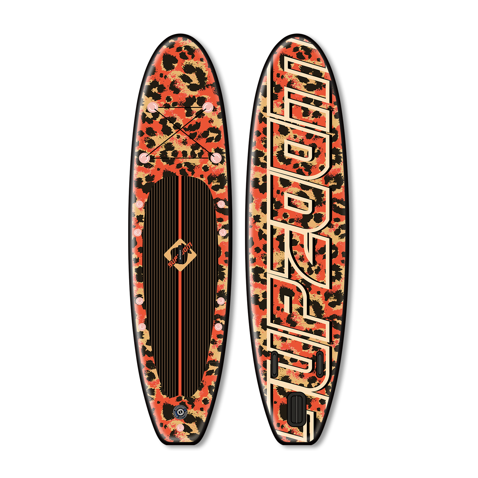 All round 10'6" red leopard style inflatable paddle board | Supzoom