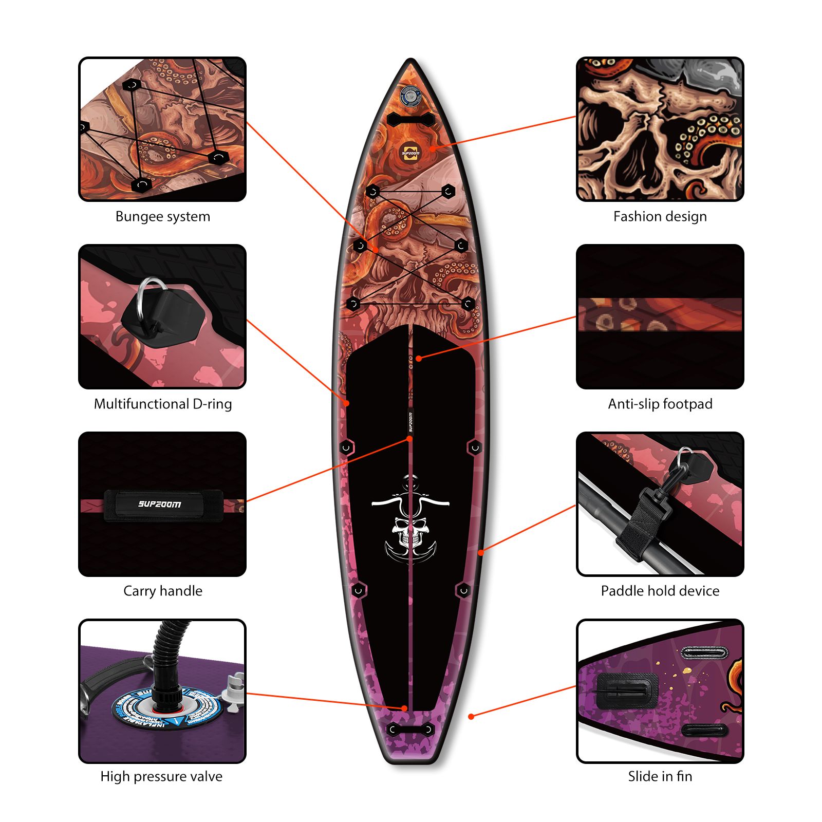 The details of Halloween-Skull style all around 11'10'' sup | Supzoom