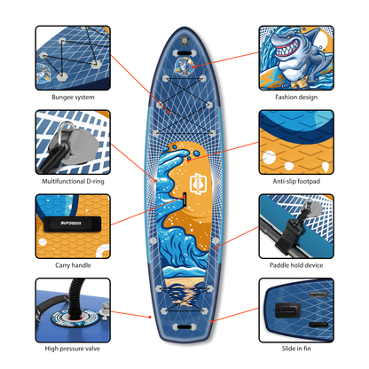 The details of double layer angry shark style all round 10'10" sup | Supzoom