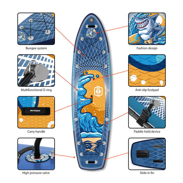 The details of double layer angry shark style all round 10'10" sup | Supzoom