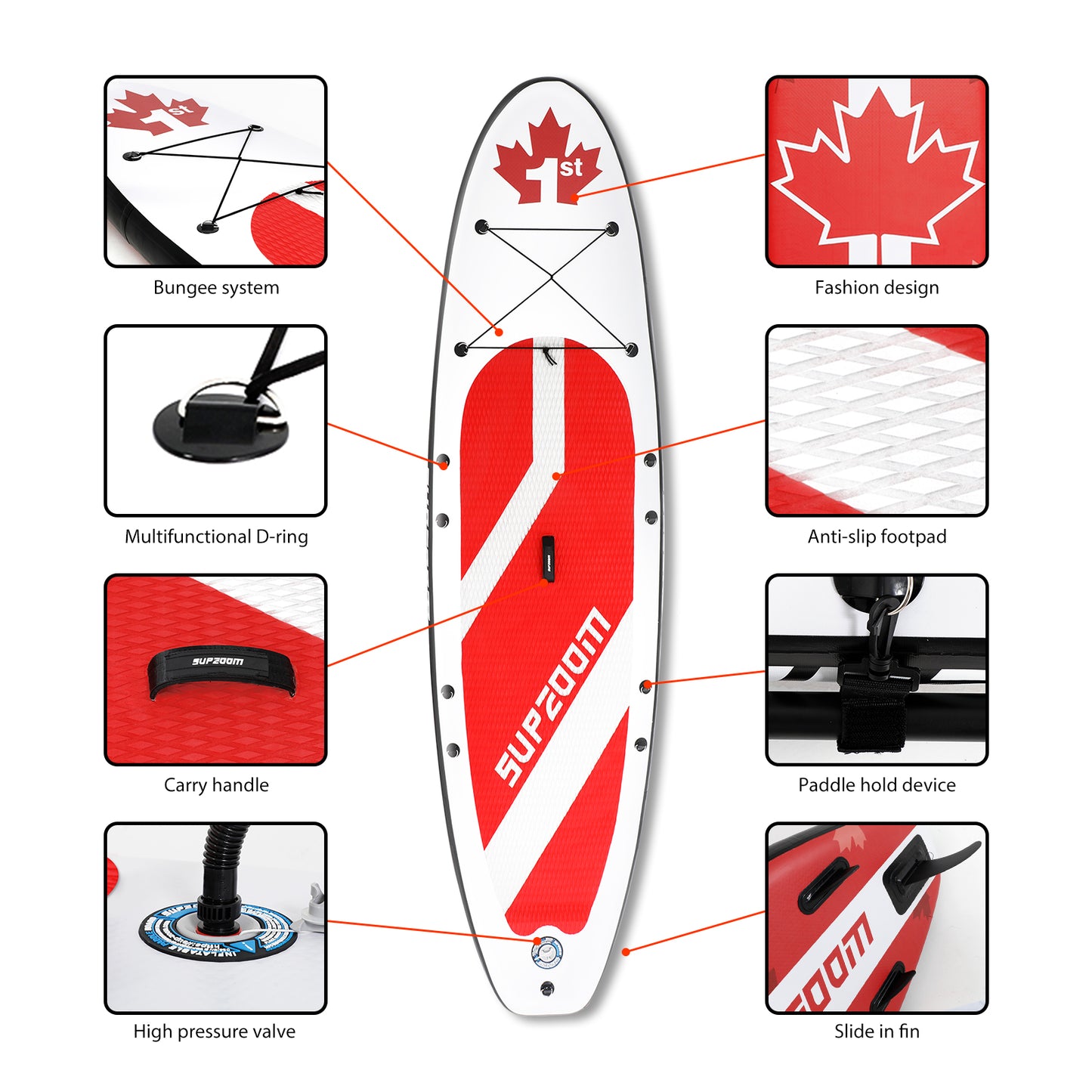 The details of red leaf all round 10'6" sup | Supzoom