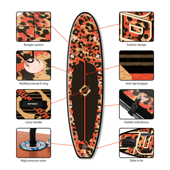 The details of red leopard style all round 10'6" sup | Supzoom