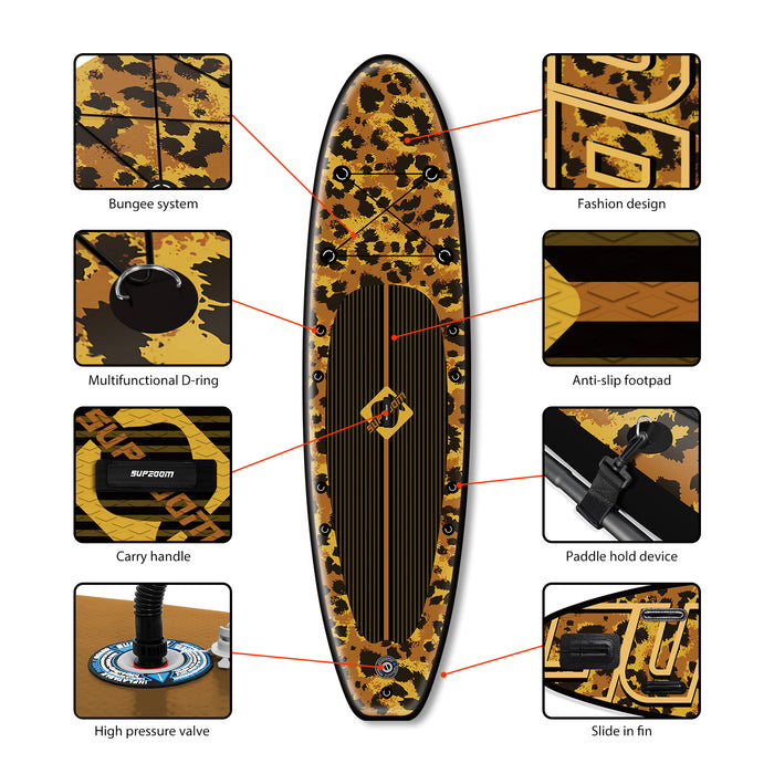 The details of yellow leopard style all round 10'6" sup | Supzoom