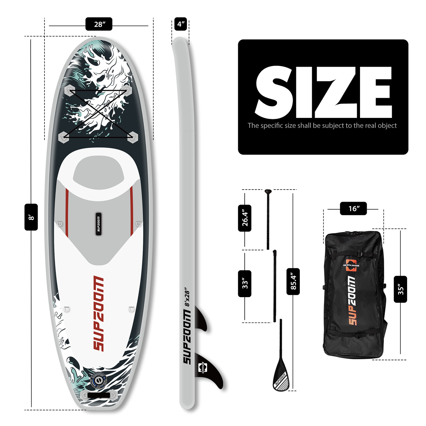 SUPZOOM 8' Kids Style Shark Inflatable Paddle Board