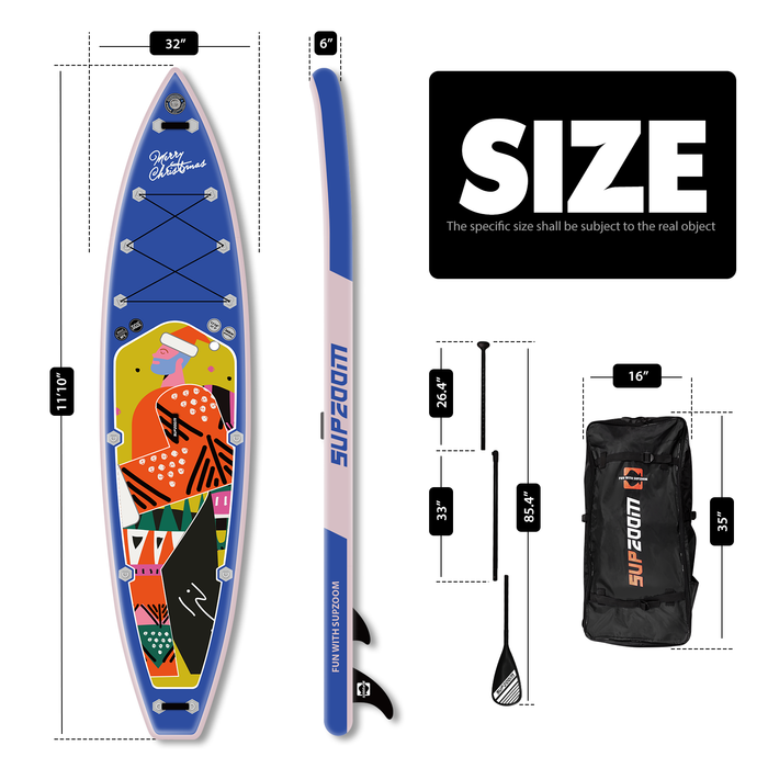 The size of all around 11'10'' paddle board | Supzoom Christmas elements style