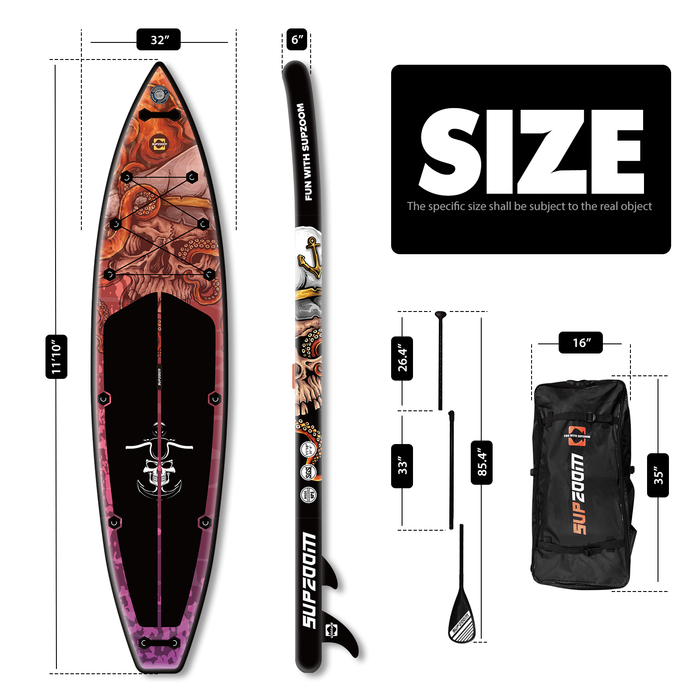 The size of all around 11'10'' paddle board | Supzoom Halloween-Skull style