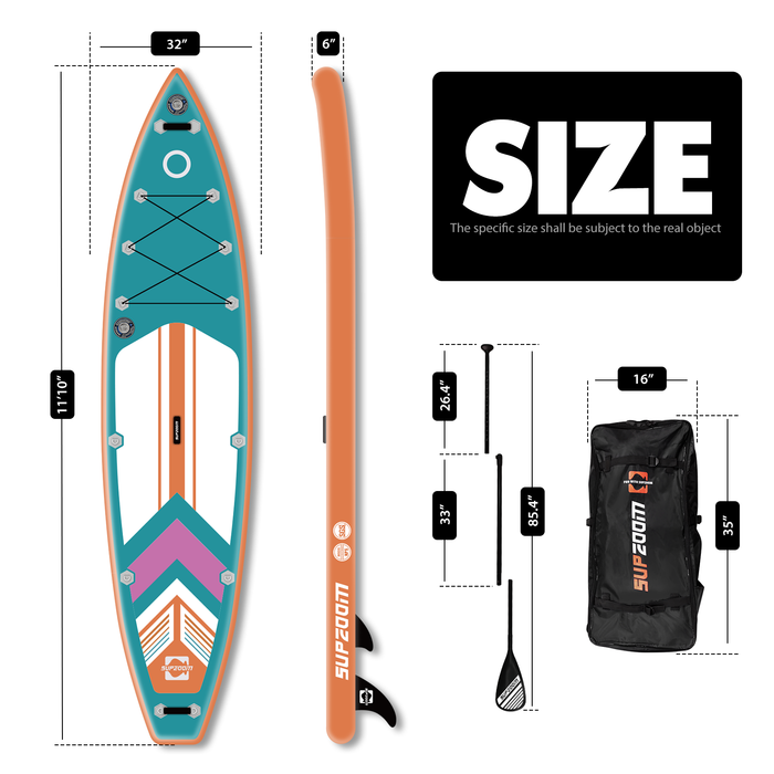 The size of all around 11'10'' paddle board | Supzoom Morandi Blue style