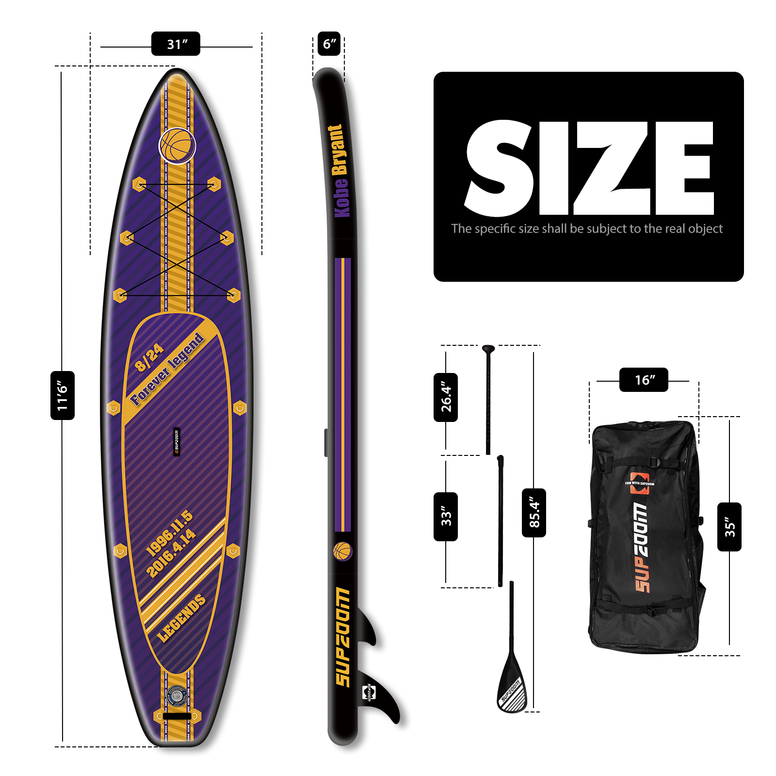 The size of all around 11'6'' paddle board | Supzoom classic style