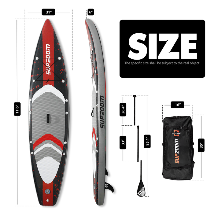 The size of all around 11'6'' paddle board | Supzoom flamingo style