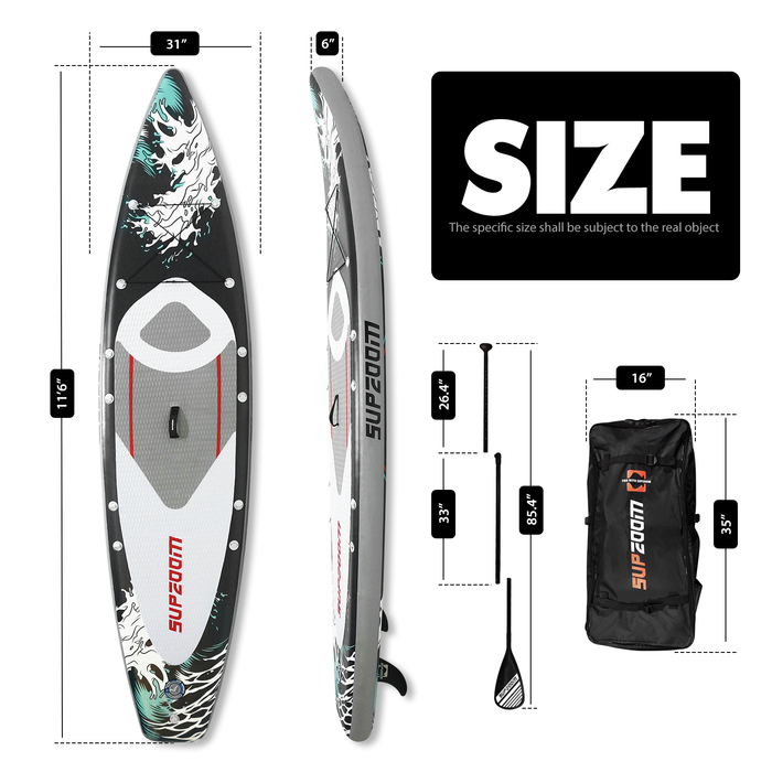 The size of all around 11'6'' paddle board | Supzoom shark style