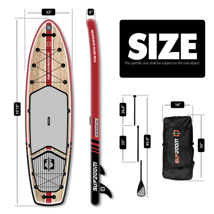 The size of all round 10'10" paddle board | Supzoom Classic Series Woody style