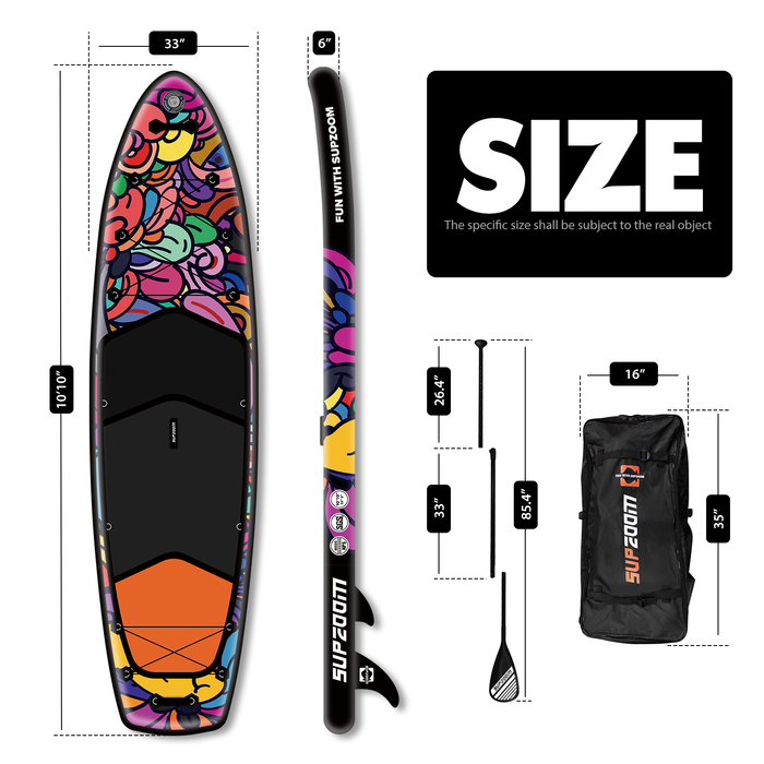 The size of all round 10'10" paddle board | Supzoom Colorful II style