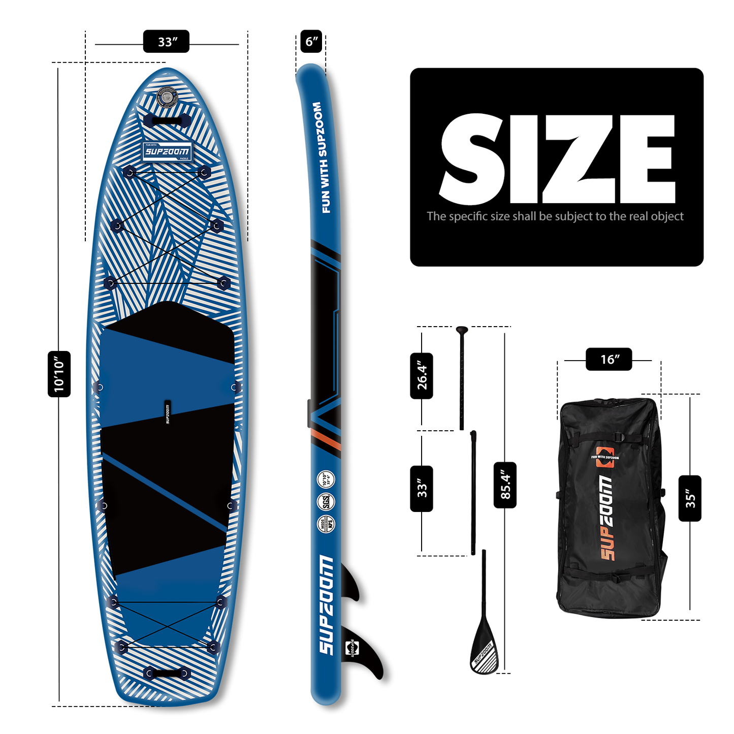 The size of all round 10'10" paddle board | Supzoom Colorful style