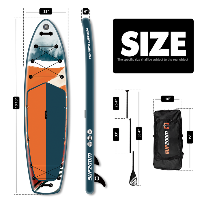The size of all round 10'10" paddle board | Supzoom double layer Ink series Sunset style