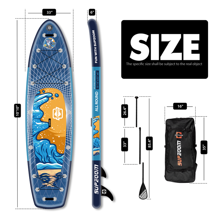 The size of all round 10'10" paddle board | Supzoom double layer angry shark style