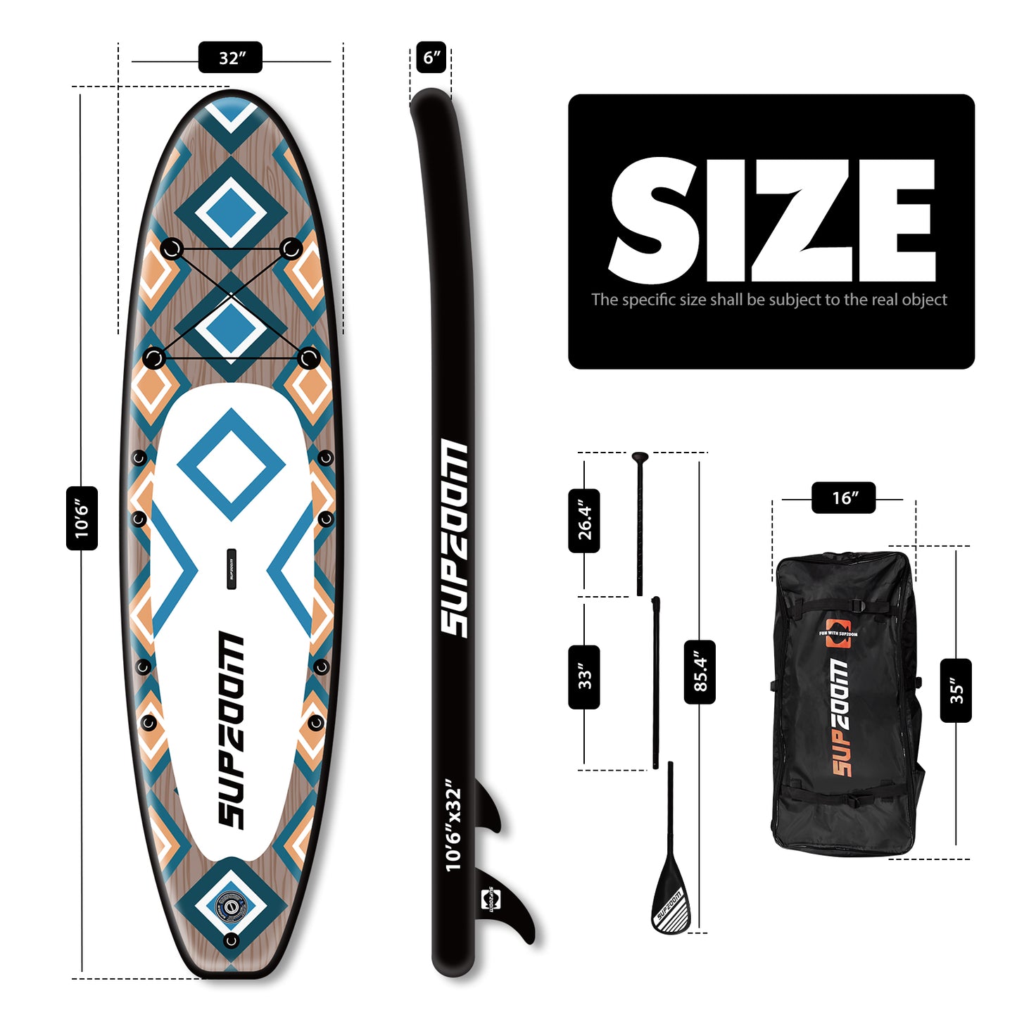 The size of all round 10'6" paddle board | Supzoom alien style