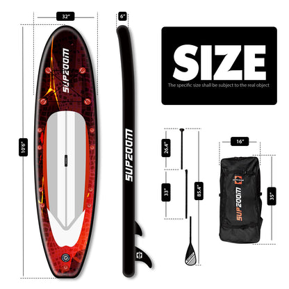 The size of all round 10'6" paddle board | Supzoom dragon style
