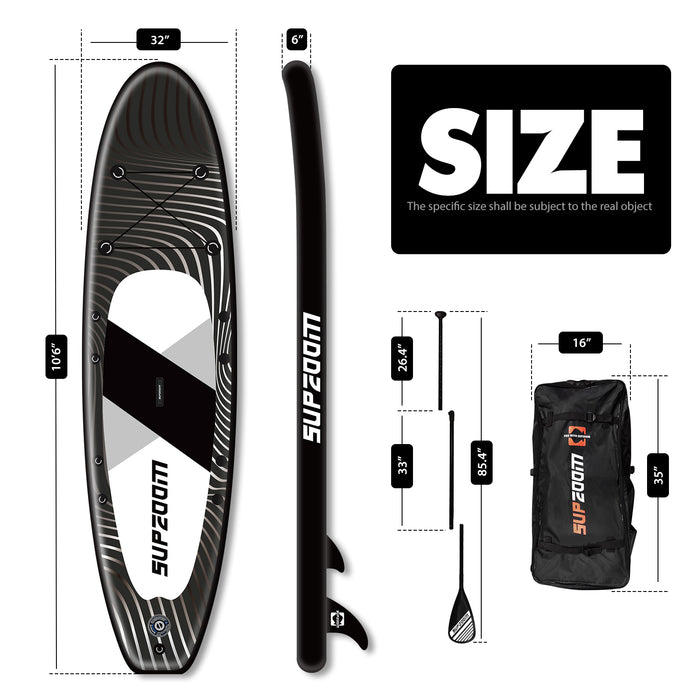 The size of all round 10'6" paddle board | Supzoom font style