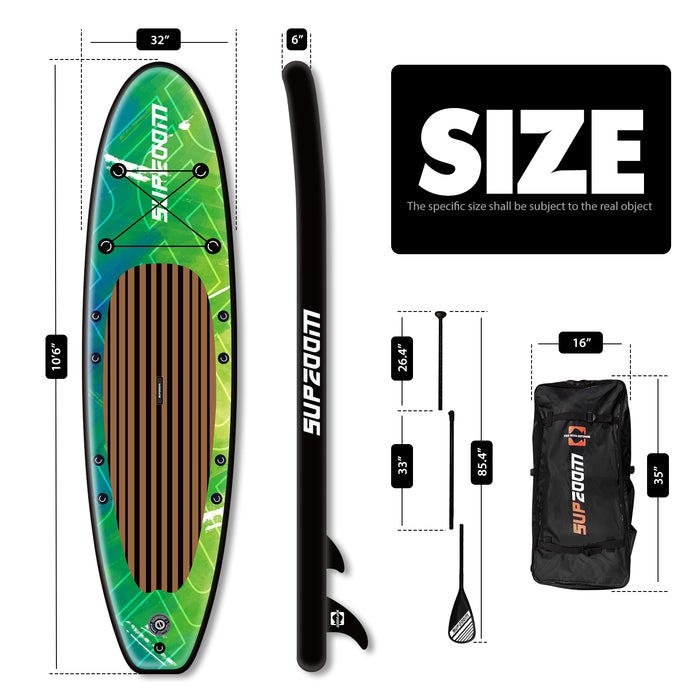 The size of all round 10'6" paddle board | Supzoom green style