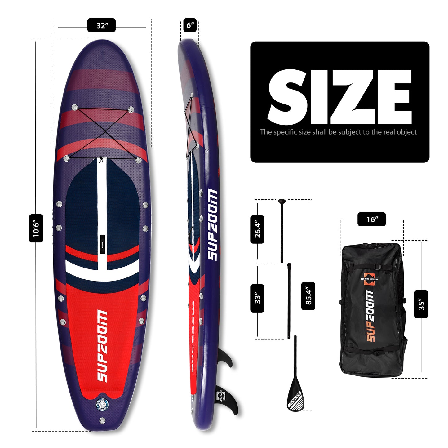 The size of all round 10'6" paddle board | Supzoom octopus style