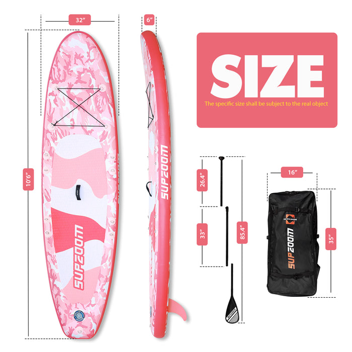 The size of all round 10'6" paddle board | Supzoom pink camouflage style