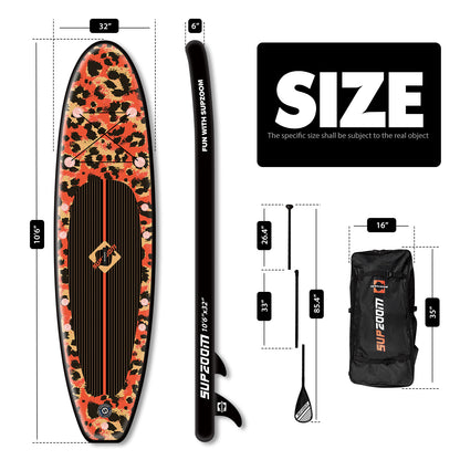 The size of all round 10'6" paddle board | Supzoom red leopard style